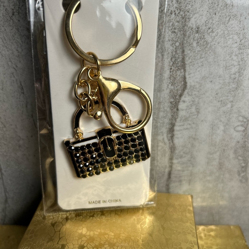 NWT Black Crystal Purse Keychain